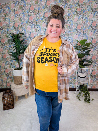 SALE- Spooky Season 3/4 Sleeve Luxe Tee in Yellow-6- Graphic Tops-SEW IN LOVE-Styled by Stacked - A Plus Size Women's Boutique in Lakeville, MN