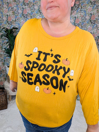 SALE- Spooky Season 3/4 Sleeve Luxe Tee in Yellow-6- Graphic Tops-SEW IN LOVE-Styled by Stacked - A Plus Size Women's Boutique in Lakeville, MN