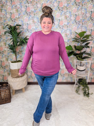 Blair Mockneck Long Sleeve w/Thumbholes in SOLIDS-2- Long Sleeve Tops-MICHELLE MAE-Styled by Stacked - A Plus Size Women's Boutique in Lakeville, MN