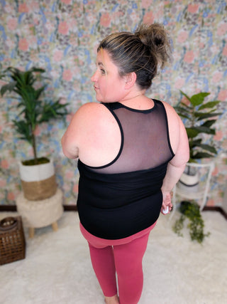 Hadley Mesh Accent Athletic Tank (2 Colors)-1- ShortSlv/Slvless Tops-WHITE BIRCH-Styled by Stacked - A Plus Size Women's Boutique in Lakeville, MN