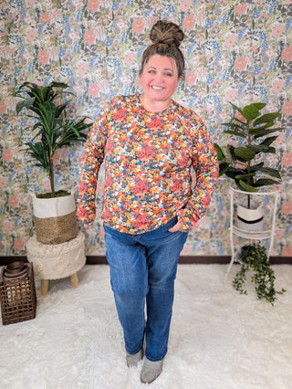 Blair Mockneck Long Sleeve w/Thumbholes in FALL FLORALS-2- Long Sleeve Tops-MICHELLE MAE-Styled by Stacked - A Plus Size Women's Boutique in Lakeville, MN