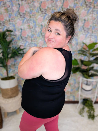 Hadley Mesh Accent Athletic Tank (2 Colors)-1- ShortSlv/Slvless Tops-WHITE BIRCH-Styled by Stacked - A Plus Size Women's Boutique in Lakeville, MN