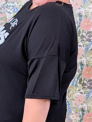 SALE- More Boos Short Sleeve Sweatshirt-Tee in Black-6- Graphic Tops-SEW IN LOVE-Styled by Stacked - A Plus Size Women's Boutique in Lakeville, MN