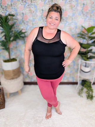 Hadley Mesh Accent Athletic Tank (2 Colors)-1- ShortSlv/Slvless Tops-WHITE BIRCH-Styled by Stacked - A Plus Size Women's Boutique in Lakeville, MN