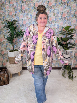 Shaylee Bold Floral Open Front Hooded Cardigan-4- Overlayer Tops-HEIMISH-Styled by Stacked - A Plus Size Women's Boutique in Lakeville, MN
