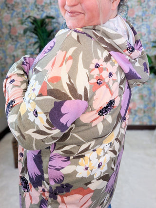 Shaylee Bold Floral Open Front Hooded Cardigan-4- Overlayer Tops-HEIMISH-Styled by Stacked - A Plus Size Women's Boutique in Lakeville, MN