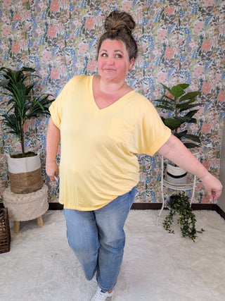 Pocketful of Perfect Vneck Tee w/Dolman Sleeve (9 colors)-1- ShortSlv/Slvless Tops-MICHELLE MAE-Styled by Stacked - A Plus Size Women's Boutique in Lakeville, MN