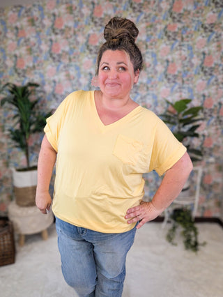 Pocketful of Perfect Vneck Tee w/Dolman Sleeve (9 colors)-1- ShortSlv/Slvless Tops-MICHELLE MAE-Styled by Stacked - A Plus Size Women's Boutique in Lakeville, MN