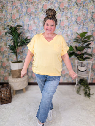 Pocketful of Perfect Vneck Tee w/Dolman Sleeve (9 colors)-1- ShortSlv/Slvless Tops-MICHELLE MAE-Styled by Stacked - A Plus Size Women's Boutique in Lakeville, MN