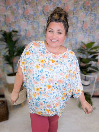 Darcy Luxe Dolman Top in Florals (3 colors)-1- ShortSlv/Slvless Tops-MICHELLE MAE-Styled by Stacked - A Plus Size Women's Boutique in Lakeville, MN