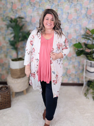 Darla Open Front Babydoll Cardigan in Ivory Floral-4- Overlayer Tops-HEIMISH-Styled by Stacked - A Plus Size Women's Boutique in Lakeville, MN