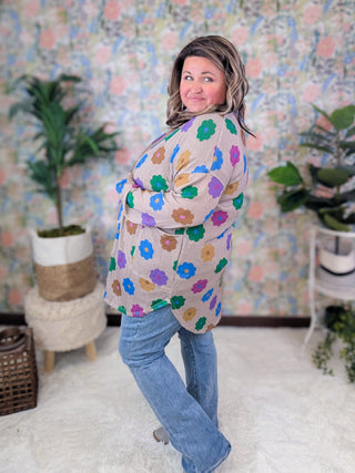 Mandy Mod Floral Print Open Cardigan w/Pockets (2 Colors)-4- Overlayer Tops-HEIMISH-Styled by Stacked - A Plus Size Women's Boutique in Lakeville, MN