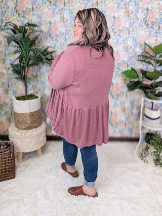 Veronica Tiered Ribbed Cardigan in Solids (3 Colors)-4- Overlayer Tops-BE STAGE-Styled by Stacked - A Plus Size Women's Boutique in Lakeville, MN