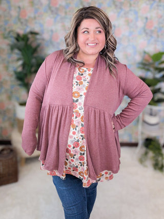Veronica Tiered Ribbed Cardigan in Solids (3 Colors)-4- Overlayer Tops-BE STAGE-Styled by Stacked - A Plus Size Women's Boutique in Lakeville, MN