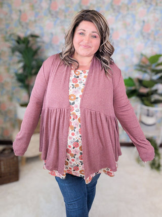 Veronica Tiered Ribbed Cardigan in Solids (3 Colors)-4- Overlayer Tops-BE STAGE-Styled by Stacked - A Plus Size Women's Boutique in Lakeville, MN