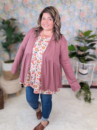 Veronica Tiered Ribbed Cardigan in Solids (3 Colors)-4- Overlayer Tops-BE STAGE-Styled by Stacked - A Plus Size Women's Boutique in Lakeville, MN