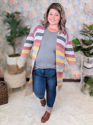 Lola Lightweight Striped Open Cardigan-4- Overlayer Tops-Davi and Dani-Styled by Stacked - A Plus Size Women's Boutique in Lakeville, MN