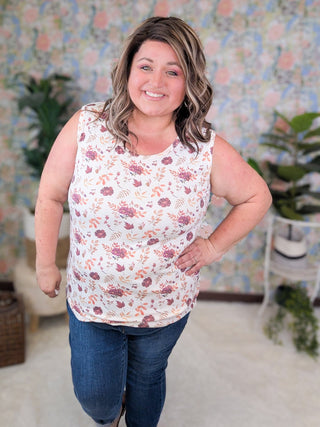 Livi Stretchy Scoopneck Tank in Florals (3 Colors)-1- ShortSlv/Slvless Tops-MICHELLE MAE-Styled by Stacked - A Plus Size Women's Boutique in Lakeville, MN