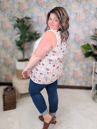 Livi Stretchy Scoopneck Tank in Florals (3 Colors)-1- ShortSlv/Slvless Tops-MICHELLE MAE-Styled by Stacked - A Plus Size Women's Boutique in Lakeville, MN