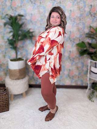 Dominique Long Sleeve Watercolor Painted Top in Rust, Ivory + Gold-2- Long Sleeve Tops-Shopin LA-Styled by Stacked - A Plus Size Women's Boutique in Lakeville, MN