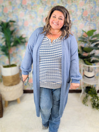 Stella Sweater Knit Slit Neck Tank in Stripes-1- ShortSlv/Slvless Tops-MICHELLE MAE-Styled by Stacked - A Plus Size Women's Boutique in Lakeville, MN