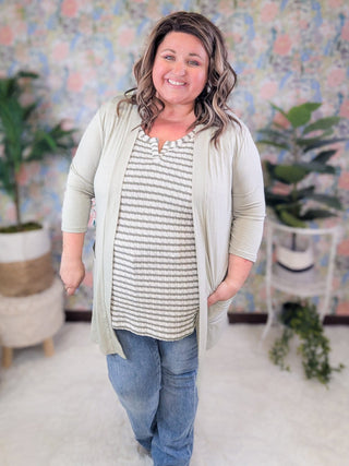 Stella Sweater Knit Slit Neck Tank in Stripes-1- ShortSlv/Slvless Tops-MICHELLE MAE-Styled by Stacked - A Plus Size Women's Boutique in Lakeville, MN