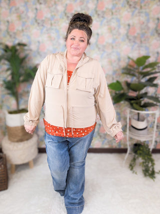 Angelica Lightweight Woven Jacket w/Cargo Pockets-4- Overlayer Tops-rae mode-Styled by Stacked - A Plus Size Women's Boutique in Lakeville, MN