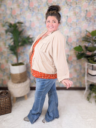 Angelica Lightweight Woven Jacket w/Cargo Pockets-4- Overlayer Tops-rae mode-Styled by Stacked - A Plus Size Women's Boutique in Lakeville, MN