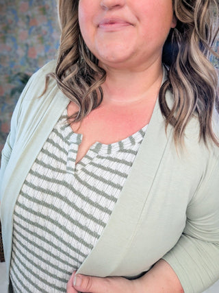 Stella Sweater Knit Slit Neck Tank in Stripes-1- ShortSlv/Slvless Tops-MICHELLE MAE-Styled by Stacked - A Plus Size Women's Boutique in Lakeville, MN