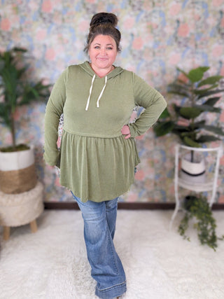 Tammy Urban Ribbed Babydoll Hoodie in Solids-2- Long Sleeve Tops-BE STAGE-Styled by Stacked - A Plus Size Women's Boutique in Lakeville, MN