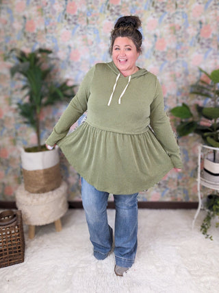 Tammy Urban Ribbed Babydoll Hoodie in Solids-2- Long Sleeve Tops-BE STAGE-Styled by Stacked - A Plus Size Women's Boutique in Lakeville, MN