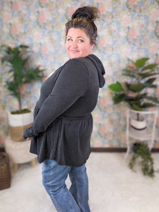 Tammy Urban Ribbed Babydoll Hoodie in Solids-2- Long Sleeve Tops-BE STAGE-Styled by Stacked - A Plus Size Women's Boutique in Lakeville, MN