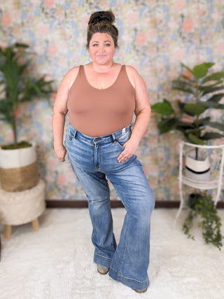 Judy Blue Classic Non-Distressed Trouser Flare-9- Bottoms Denim-Judy Blue-Styled by Stacked - A Plus Size Women's Boutique in Lakeville, MN