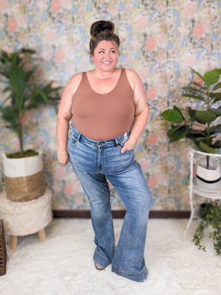 Judy Blue Classic Non-Distressed Trouser Flare-9- Bottoms Denim-Judy Blue-Styled by Stacked - A Plus Size Women's Boutique in Lakeville, MN