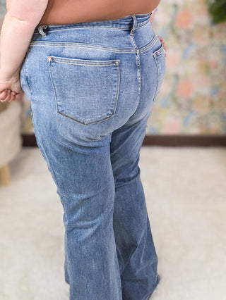 Judy Blue Classic Non-Distressed Trouser Flare-9- Bottoms Denim-Judy Blue-Styled by Stacked - A Plus Size Women's Boutique in Lakeville, MN