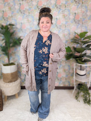 Brooke Textured Sweater Cardigan w/Oversized Buttons (3 Colors)-4- Overlayer Tops-MICHELLE MAE-Styled by Stacked - A Plus Size Women's Boutique in Lakeville, MN