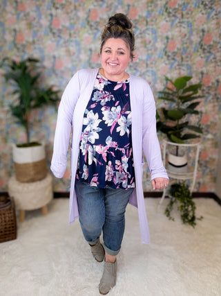 Aveline Tiered Top in Navy Floral-1- ShortSlv/Slvless Tops-HEIMISH-Styled by Stacked - A Plus Size Women's Boutique in Lakeville, MN
