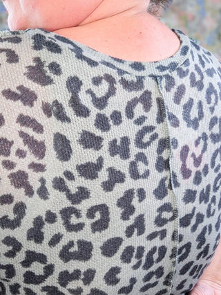 Sherry Dolman Pocket Top in Sage + Charcoal Animal Print-1- ShortSlv/Slvless Tops-HAPTICS-Styled by Stacked - A Plus Size Women's Boutique in Lakeville, MN