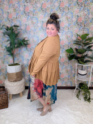 Nico Ribbed Midi Tank Dress in Red, Teal + Taupe Tiedye-11- Dress/Romp/Jump-EMERALD-Styled by Stacked - A Plus Size Women's Boutique in Lakeville, MN