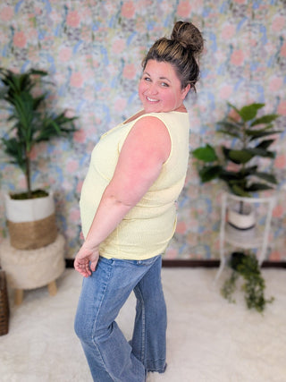 Agnes Ribbed Henley Tank in Heathered Solids-1- ShortSlv/Slvless Tops-WHITE BIRCH-Styled by Stacked - A Plus Size Women's Boutique in Lakeville, MN