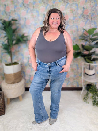 Judy Blue Sanded Medium Wash Bootcut Jeans-9- Bottoms Denim-Judy Blue-Styled by Stacked - A Plus Size Women's Boutique in Lakeville, MN