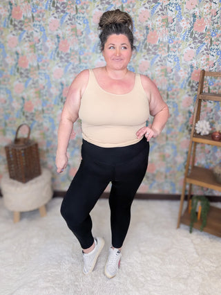 Brushed Basic Leggings w/Booty Enhancing Seam