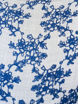 Indigo Ivory + Navy Embroidered Open Side Kimono