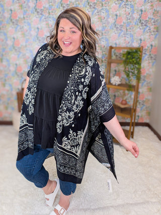 Nova Damask Kimono on Black