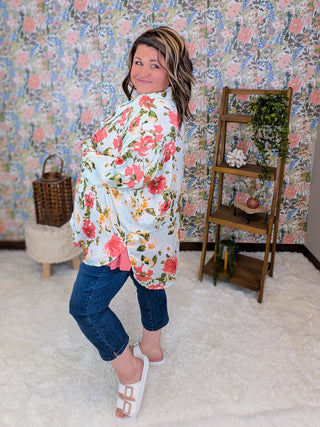 Blossom Floral Airy Button Down Top (2 Colors)