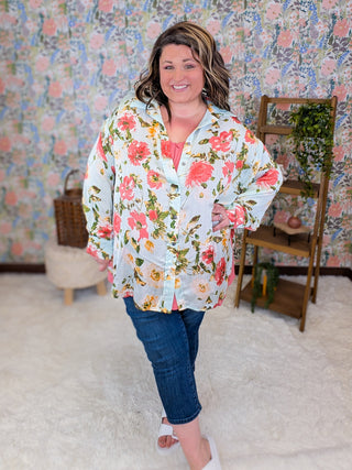 Blossom Floral Airy Button Down Top (2 Colors)