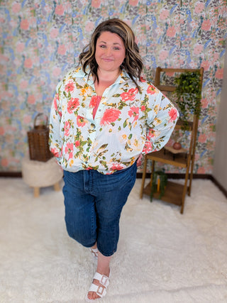 Blossom Floral Airy Button Down Top (2 Colors)