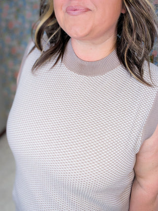 Diana Textured Sleeveless Sweater in Taupe