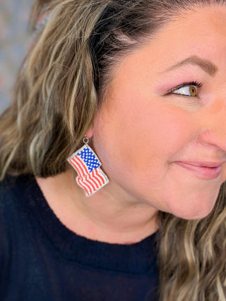 American Flag Seed Bead Earrings