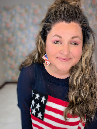 American Flag Seed Bead Earrings